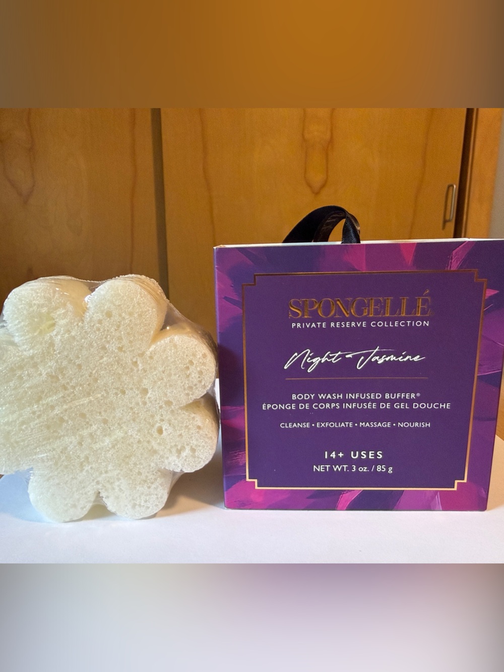 Spongelle Night Jasmine White & Purple Gift Body Wash Infused Buffer